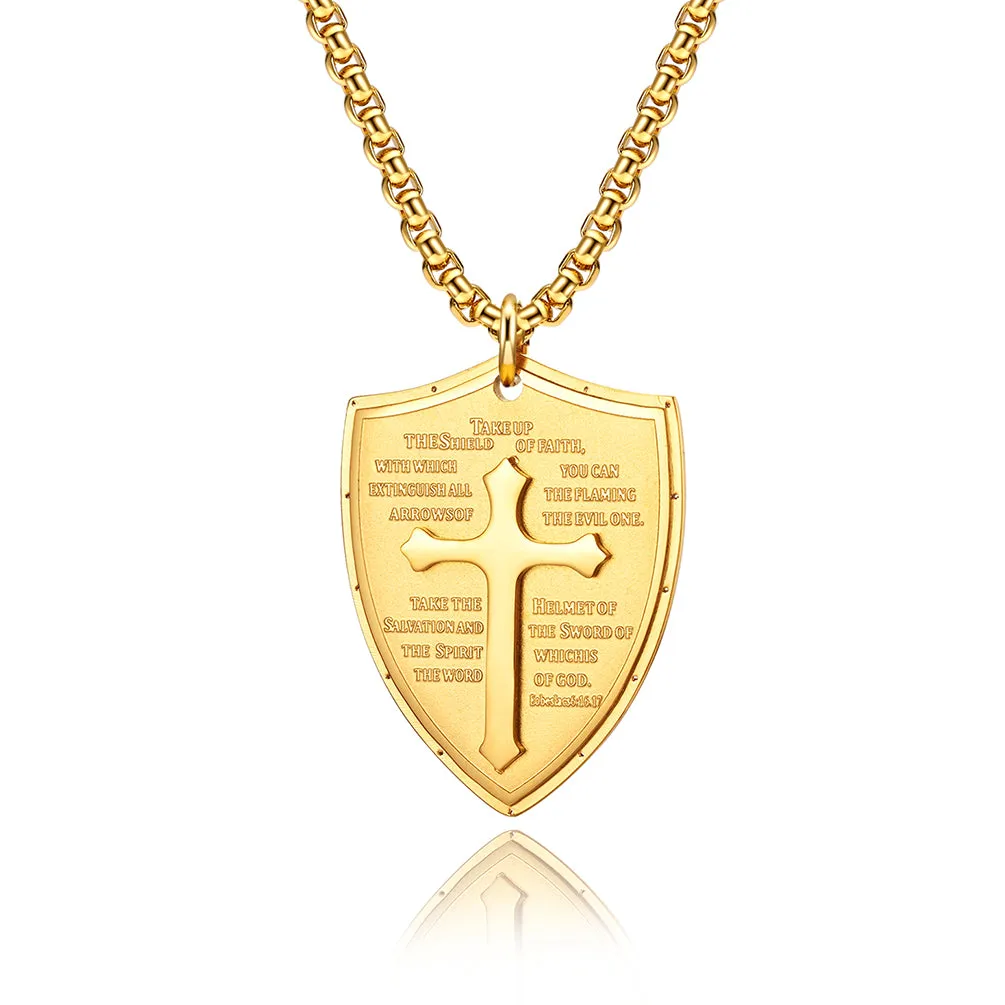 Men's Fashion Shield of Faith Pendant Necklace