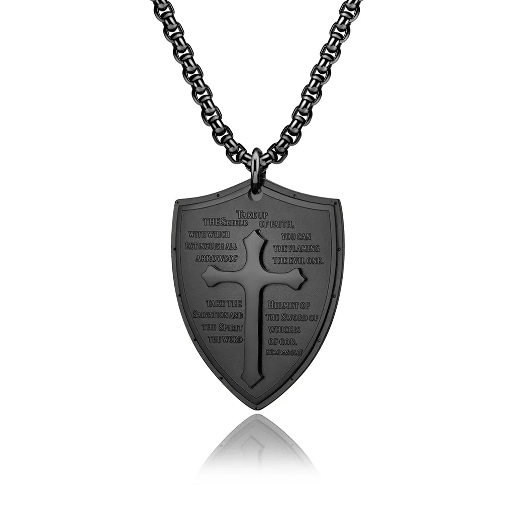 Men's Fashion Shield of Faith Pendant Necklace