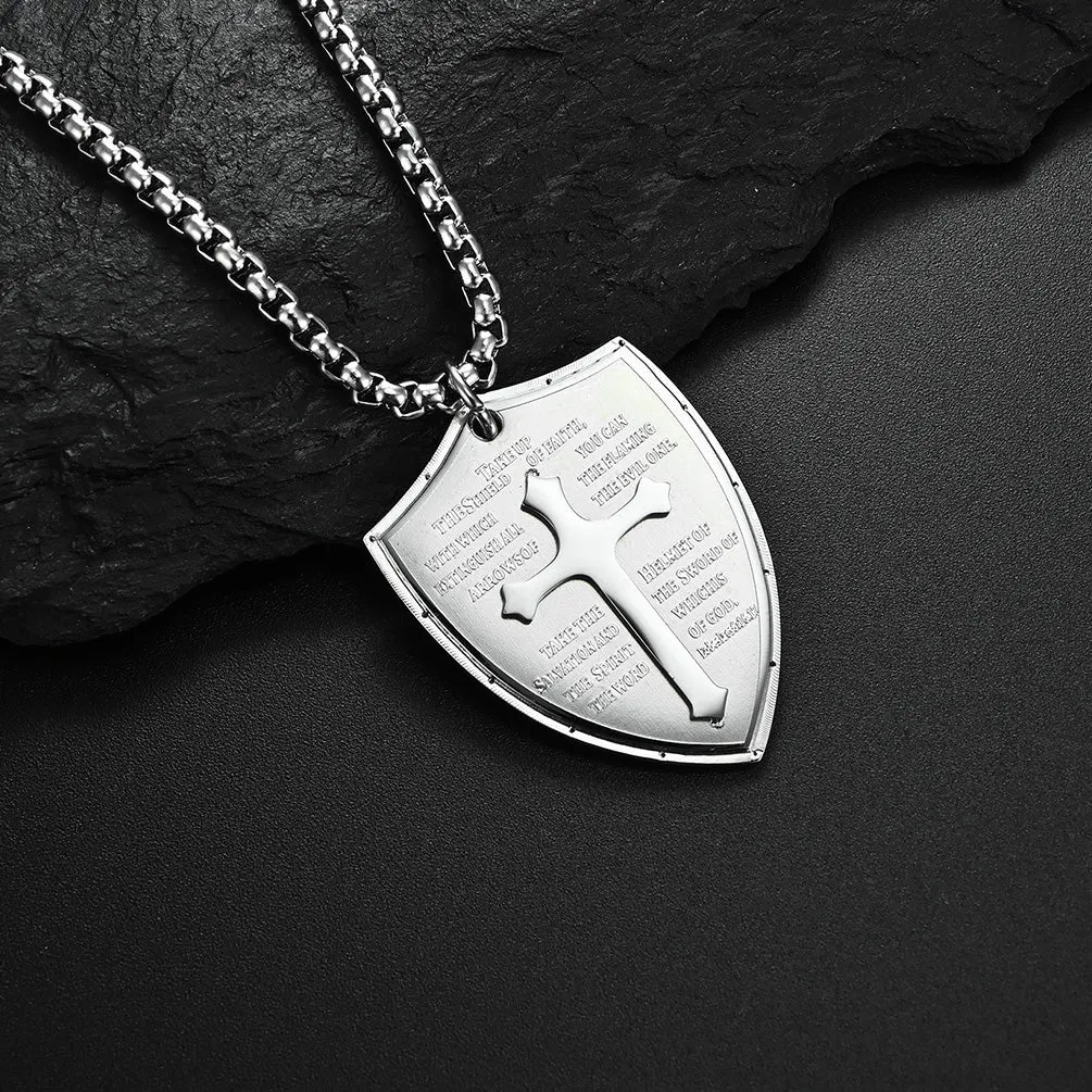 Men's Fashion Shield of Faith Pendant Necklace