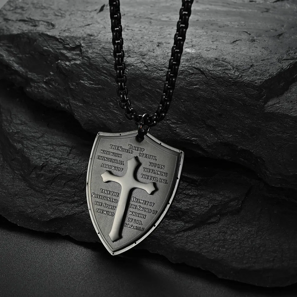 Men's Fashion Shield of Faith Pendant Necklace