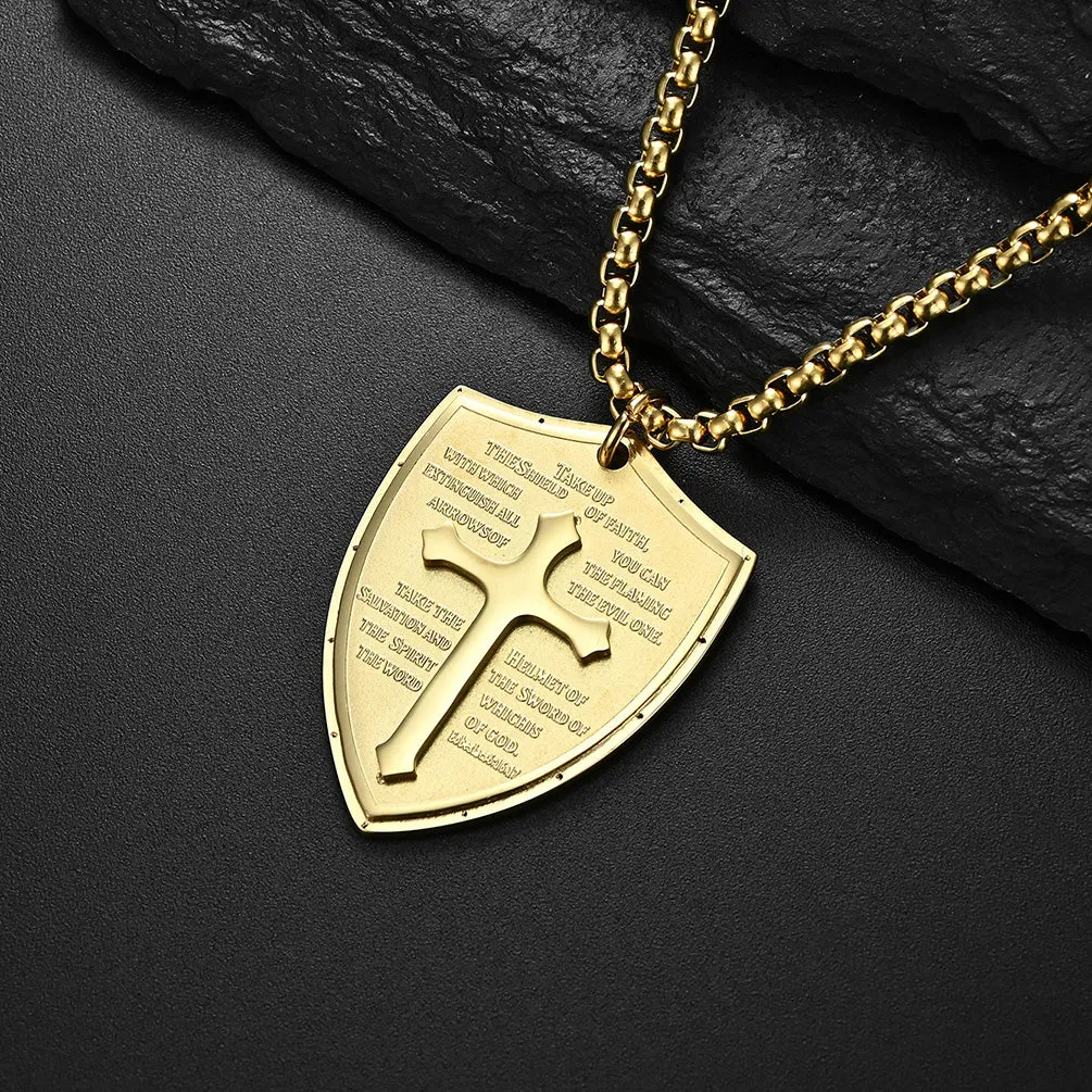 Men's Fashion Shield of Faith Pendant Necklace