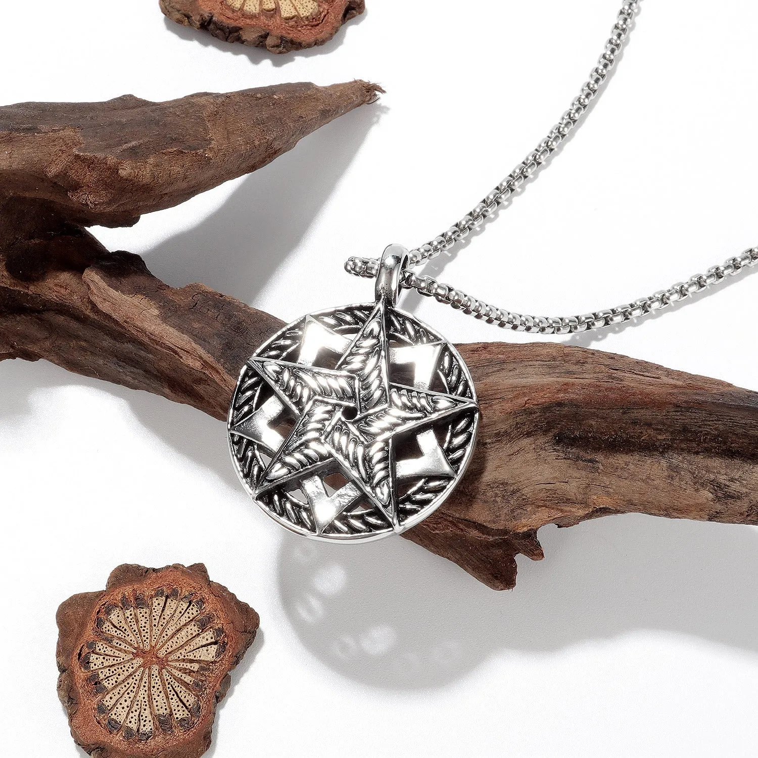 Men's Fashion Star Compass Pendant Necklace
