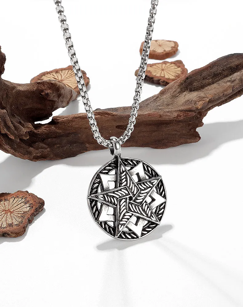Men's Fashion Star Compass Pendant Necklace