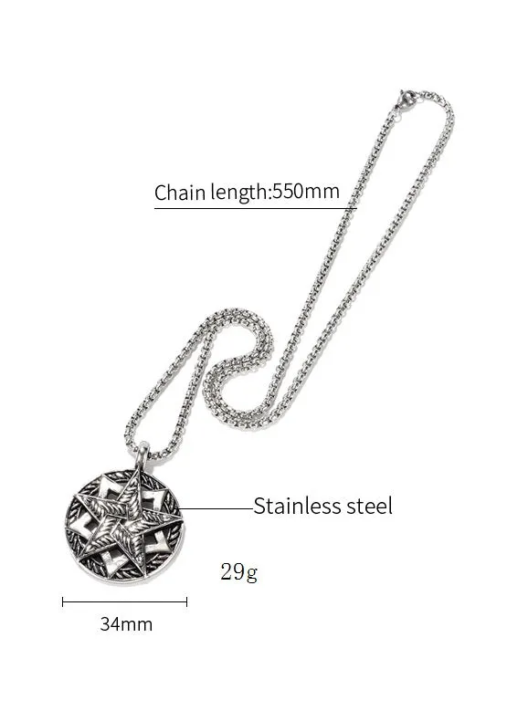 Men's Fashion Star Compass Pendant Necklace