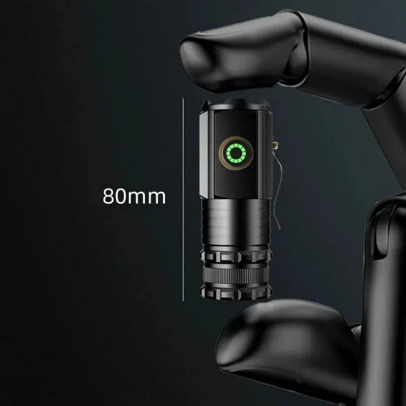 Mini LED Flashlight 3LED Ultra Strong Light Flash Light Portable USB Rechargeable Built-in Battery with Pen Clip and Tail Magnet