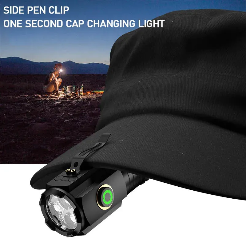 Mini LED Flashlight 3LED Ultra Strong Light Flash Light Portable USB Rechargeable Built-in Battery with Pen Clip and Tail Magnet