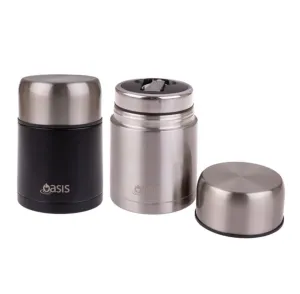 Oasis Stainless Steel Double Wall Insulated Food Container With Spoon - Two Sizes