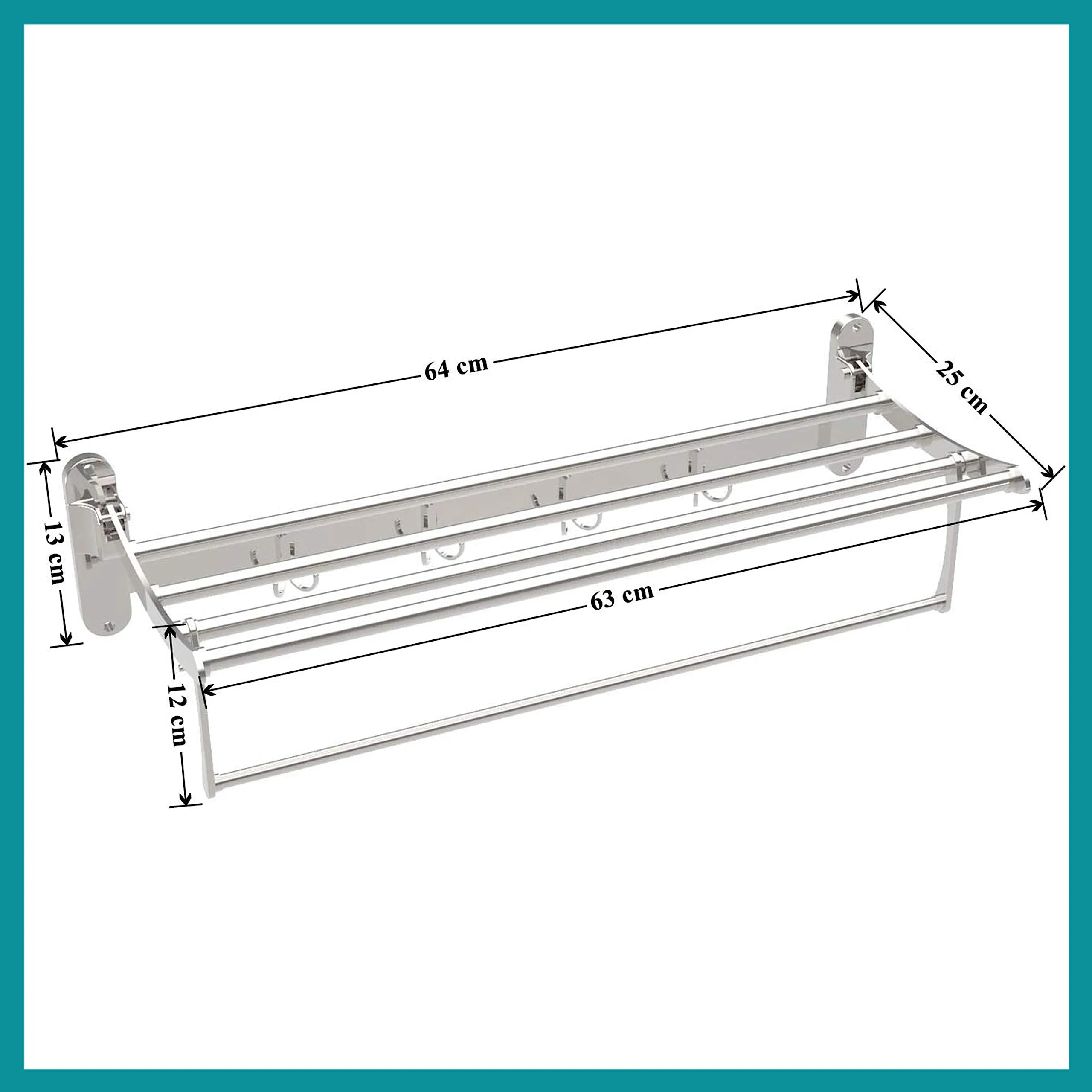 Plantex Towel Hanger for Bathroom/Stainless Steel Folding Towel Holder Stand/Towel Rack for Bathroom (24 Inch-Chrome Finish)