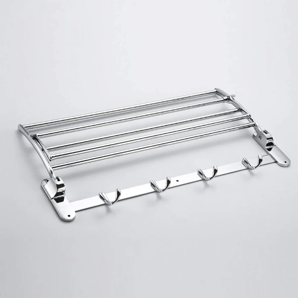 Plantex Towel Hanger for Bathroom/Stainless Steel Folding Towel Holder Stand/Towel Rack for Bathroom (24 Inch-Chrome Finish)