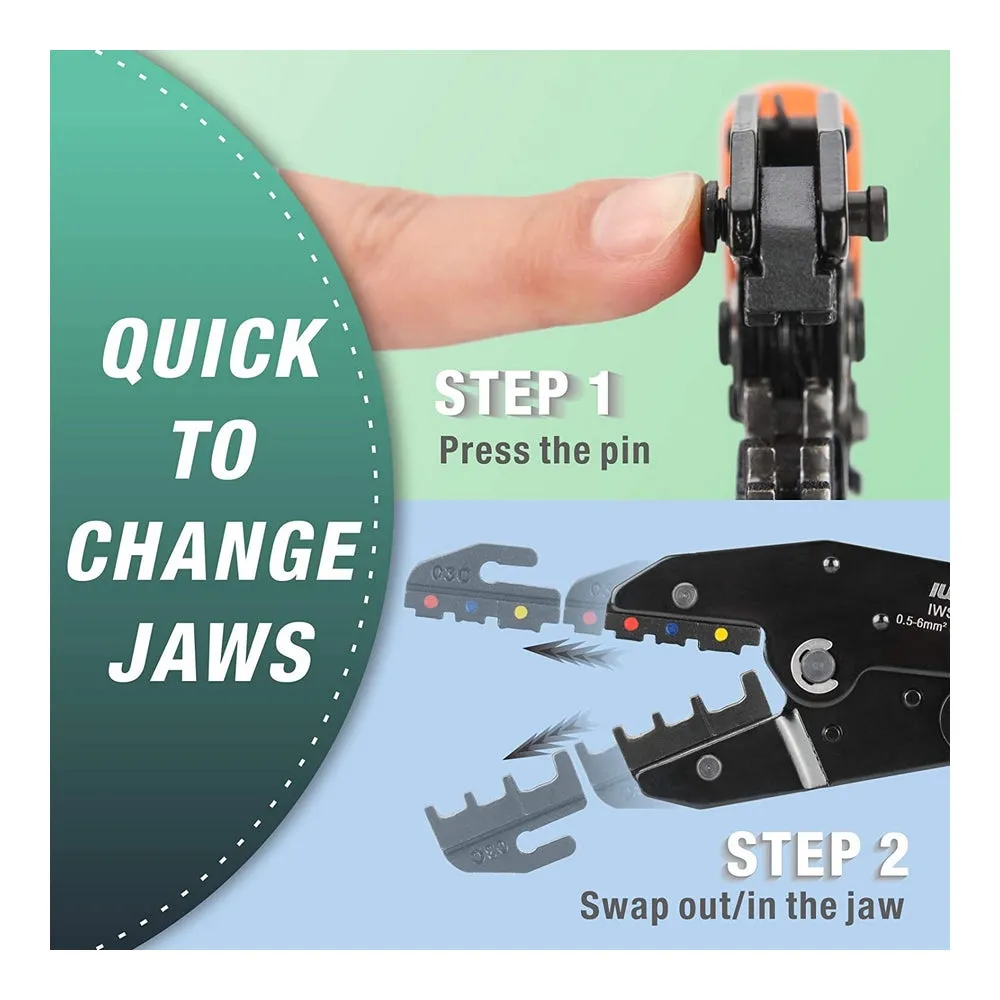 Ratchet Crimping Tool Set with Quick Change Die 8PC