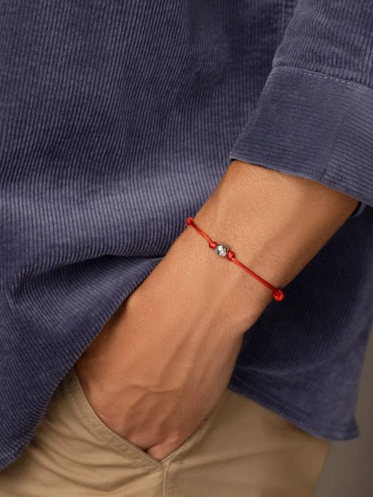 Red String Bracelet with Silver
