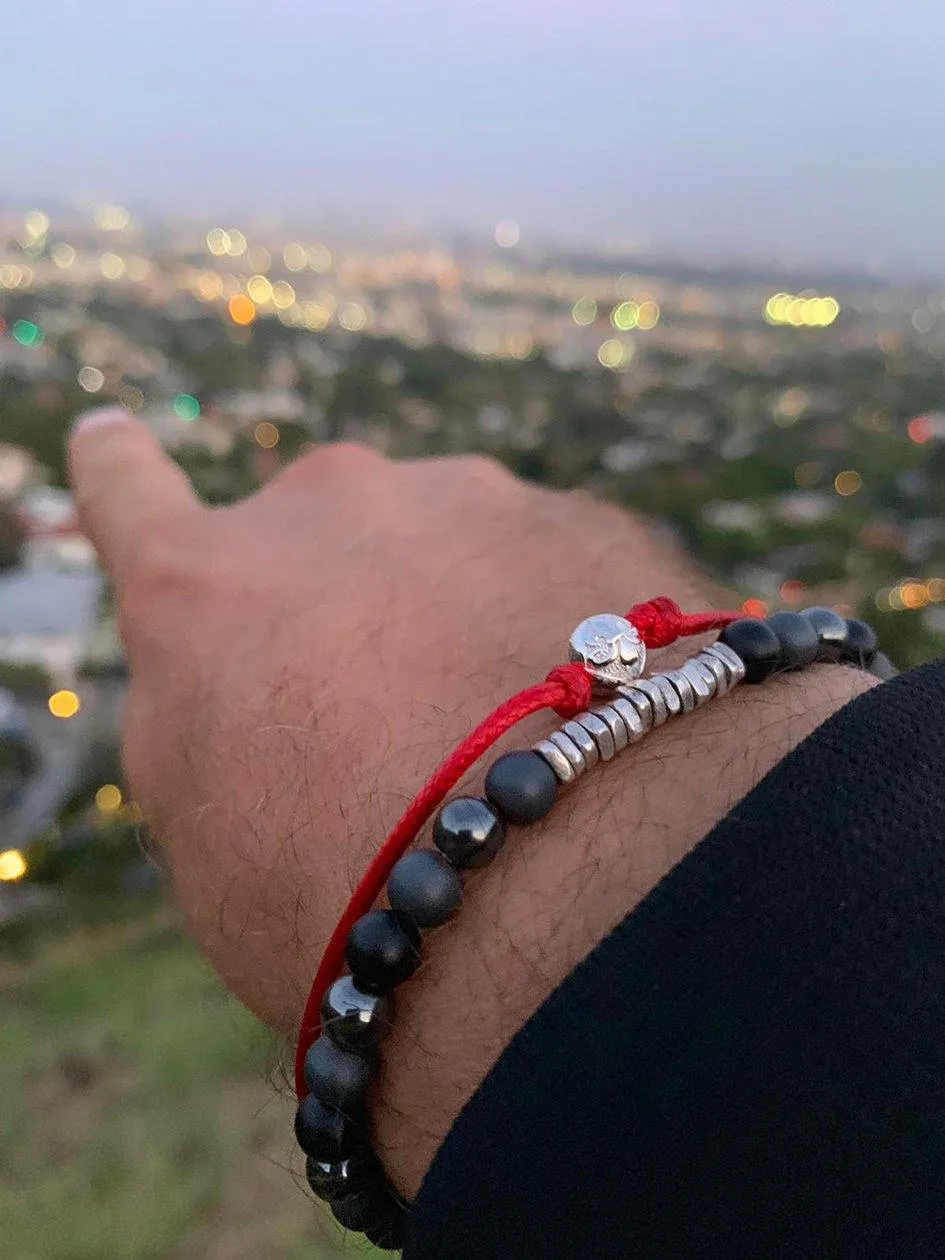 Red String Bracelet with Silver
