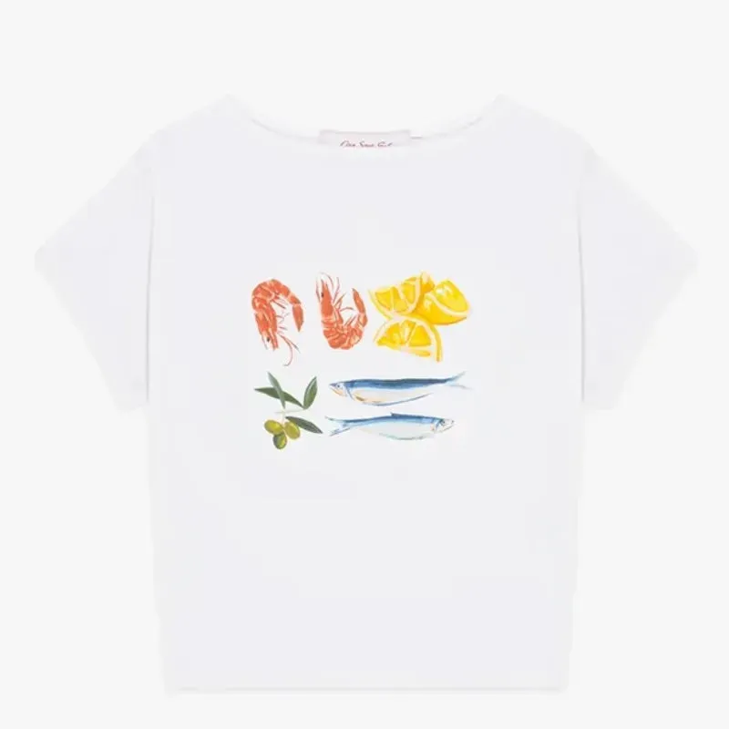 Seafood Graphic Stylish Crop Top