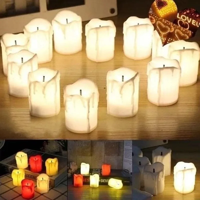 Set Of 12 Flickering Flameless LED Tea Candle Light