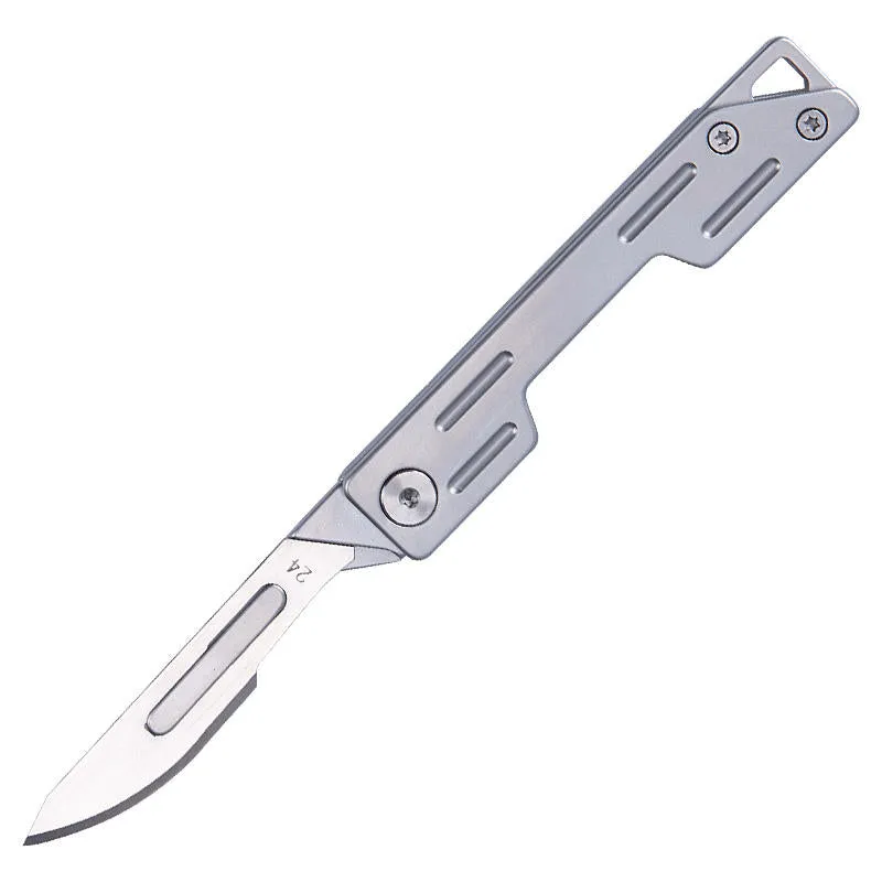 Stainless Steel Handle Carbon Steel Blade Portable Folding Knife Outdoor  Utility Pocket Knife With 10Pcs Replaceable Blades