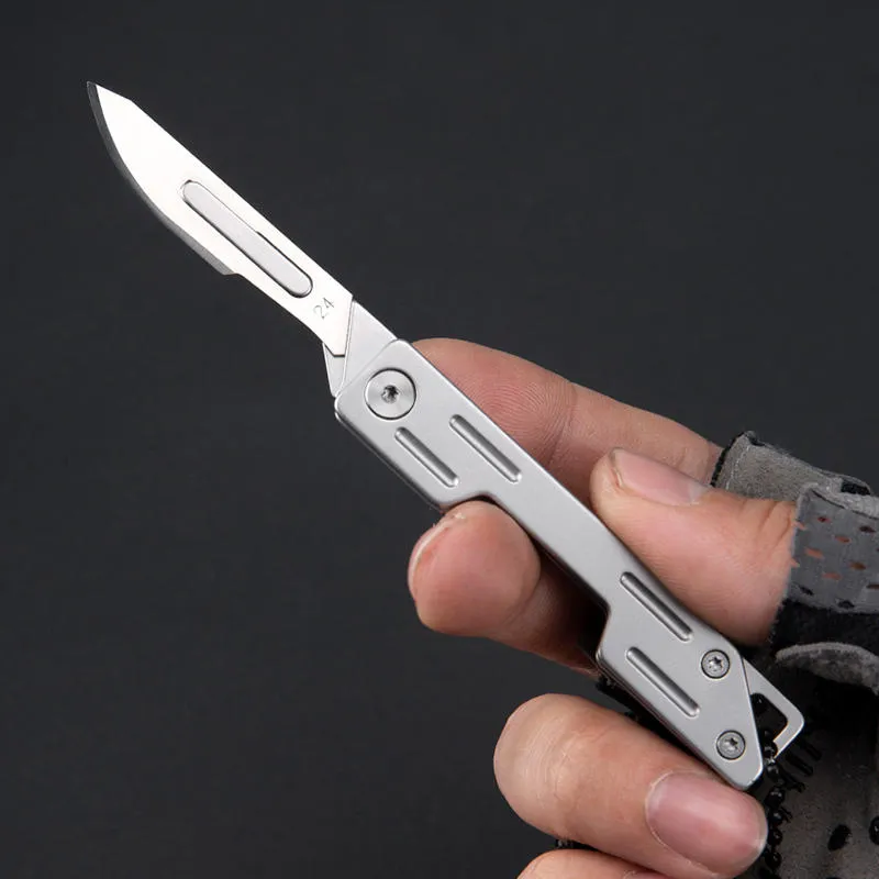 Stainless Steel Handle Carbon Steel Blade Portable Folding Knife Outdoor  Utility Pocket Knife With 10Pcs Replaceable Blades