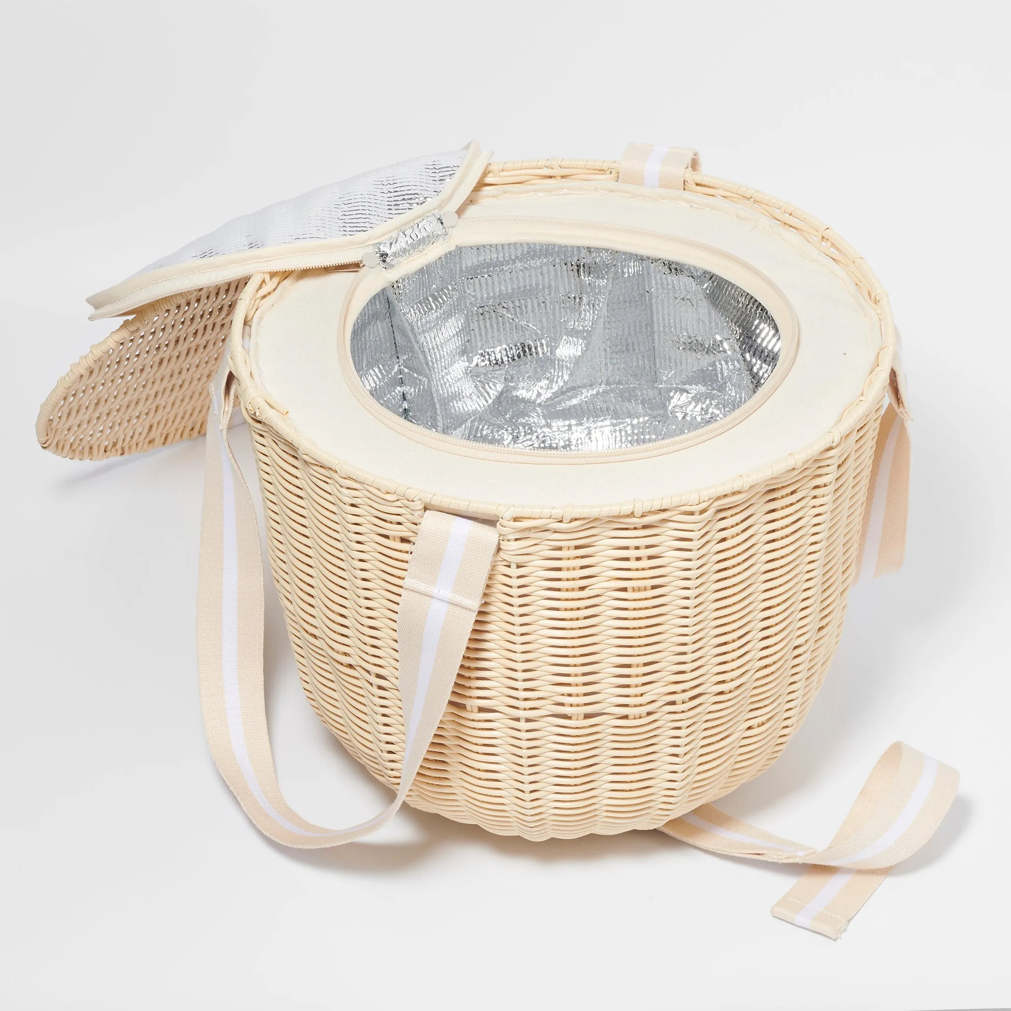 SUNNYLiFE Round Picnic Cooler Basket Le Weekend Natural