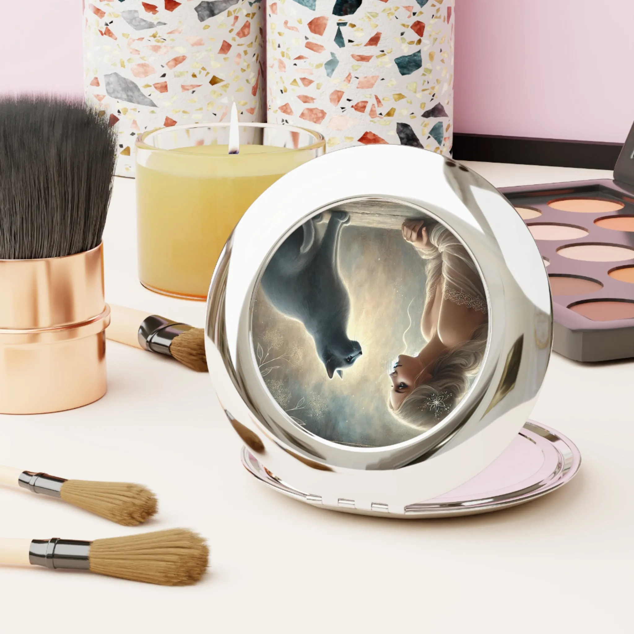Virgo - Cat Lover - Compact Travel Mirror