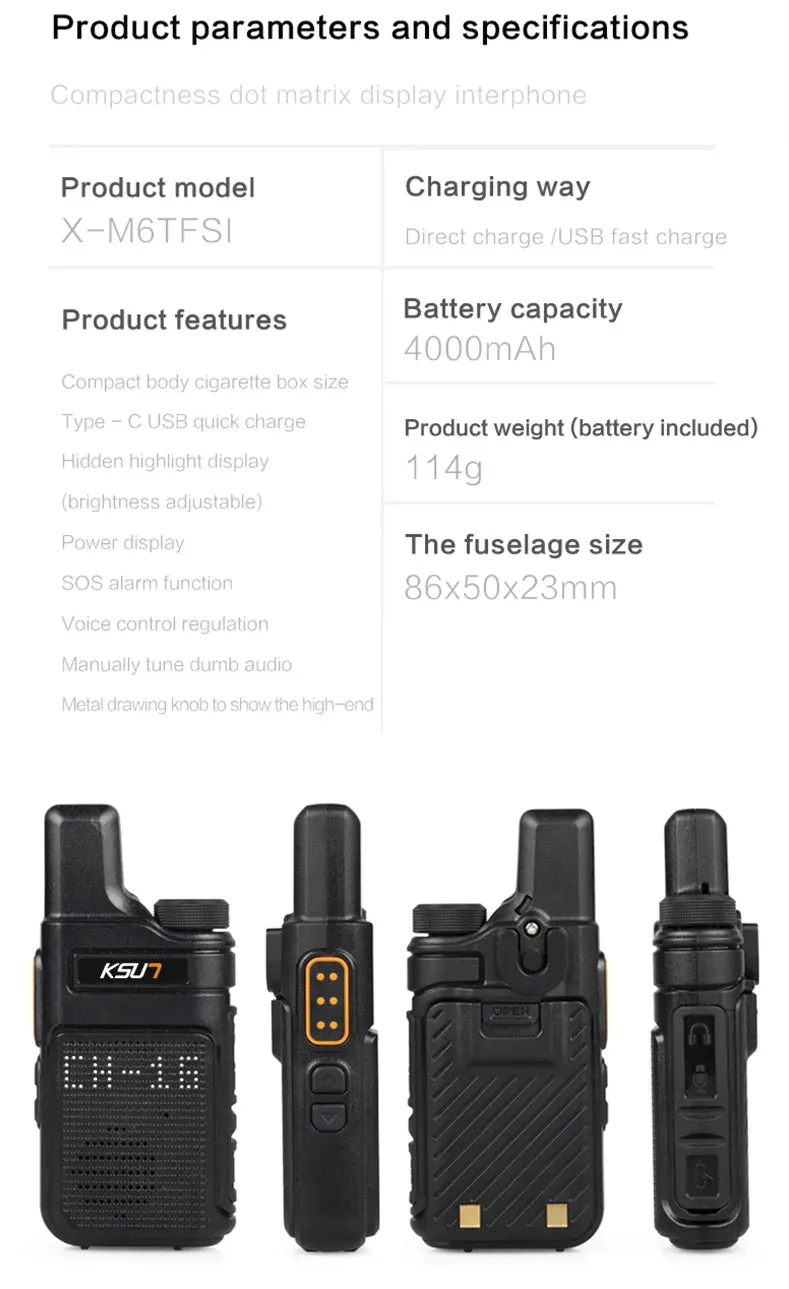 Walkie Talkie Portable Mini Communication Radio Profesional PMR 446  Talkie Walkies Two Way Radio Transceiver KSUN M6 Quality
