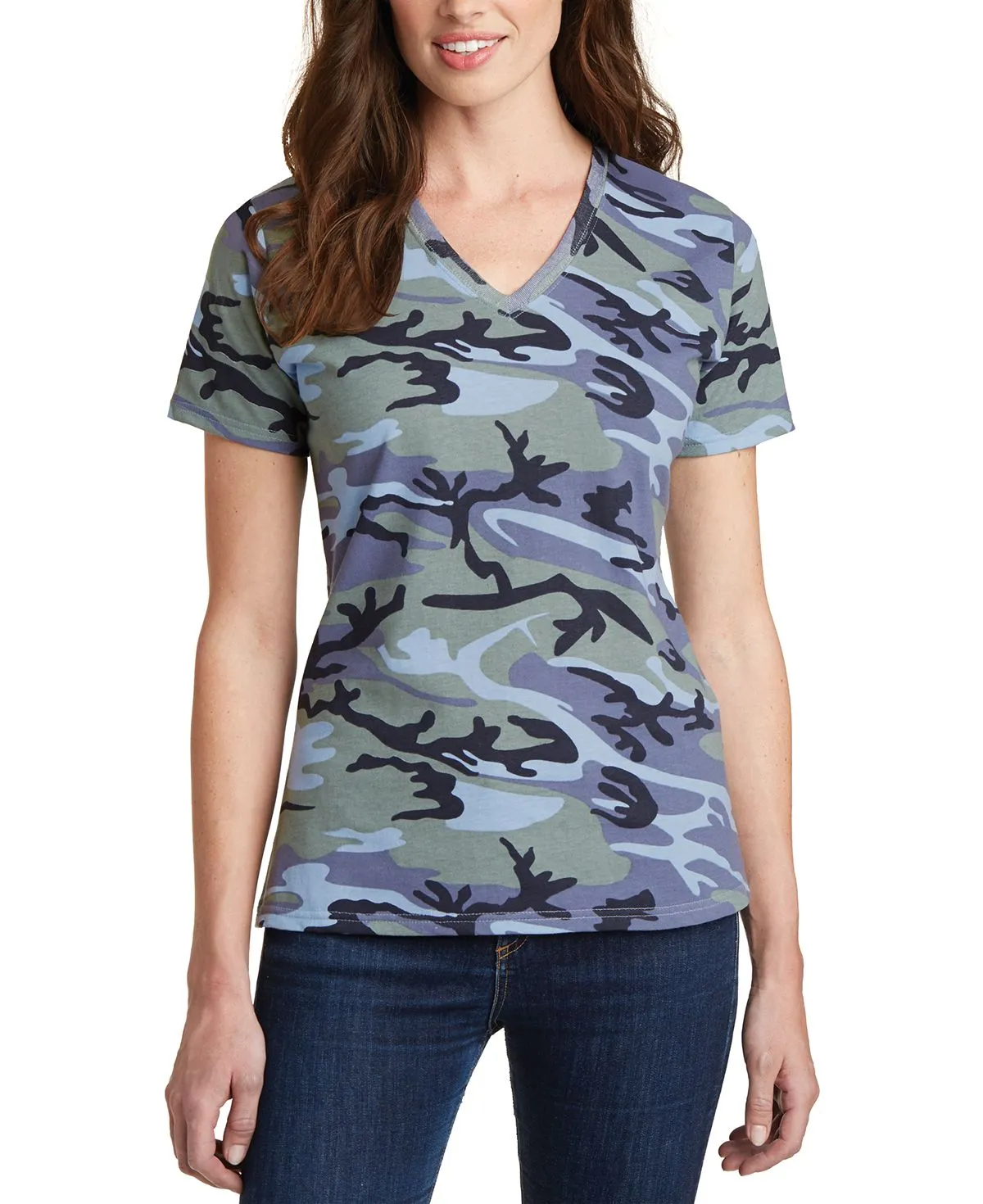 Women's Core Cotton Camo V-Neck Short Sleeve Tee