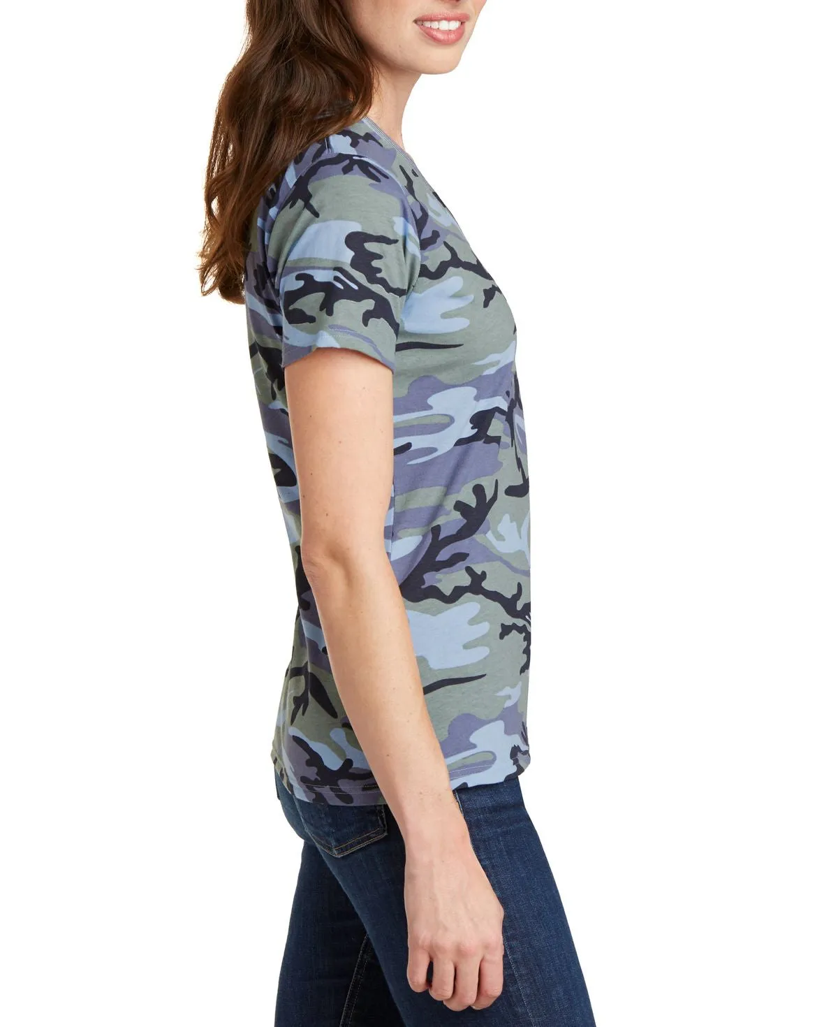 Women's Core Cotton Camo V-Neck Short Sleeve Tee
