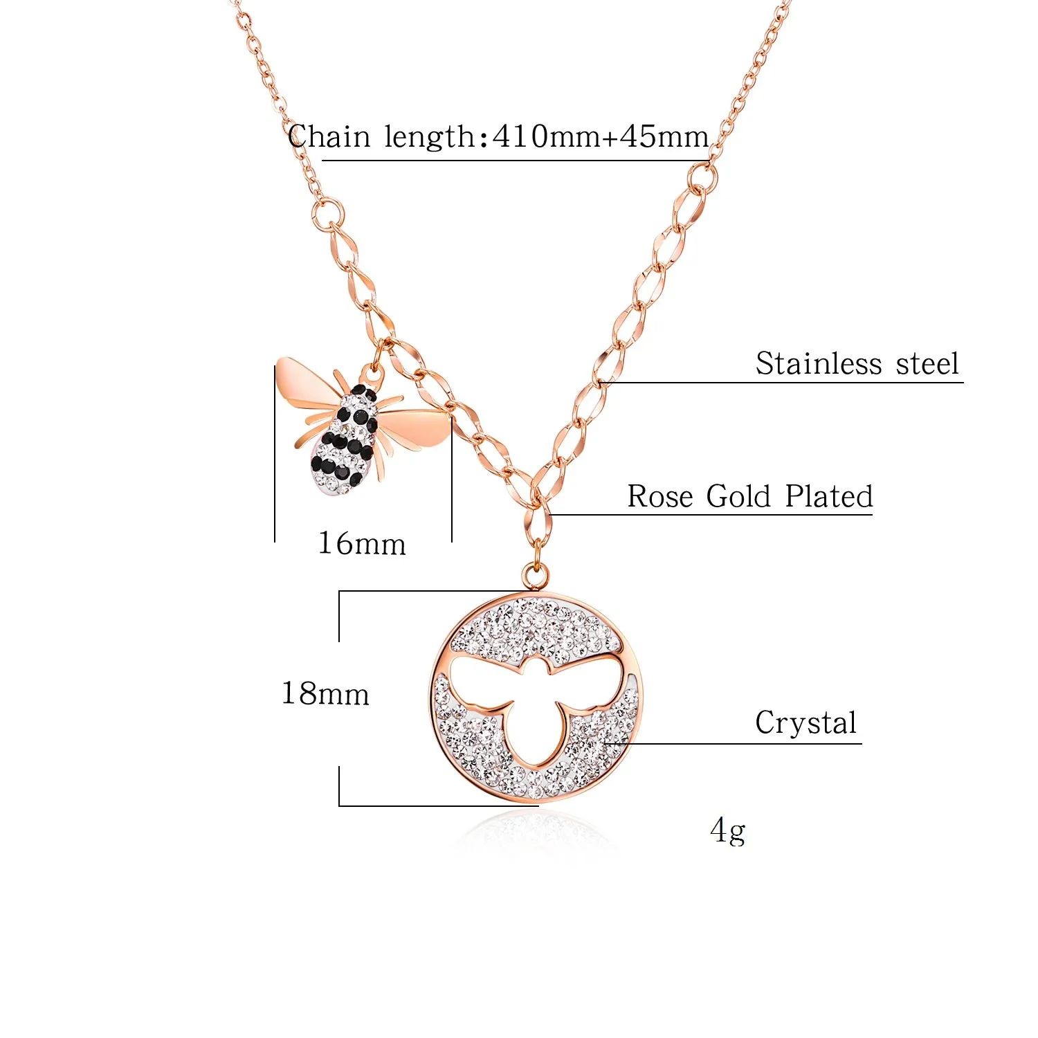 Women's Fashion Diamond Animal Pendant Necklace