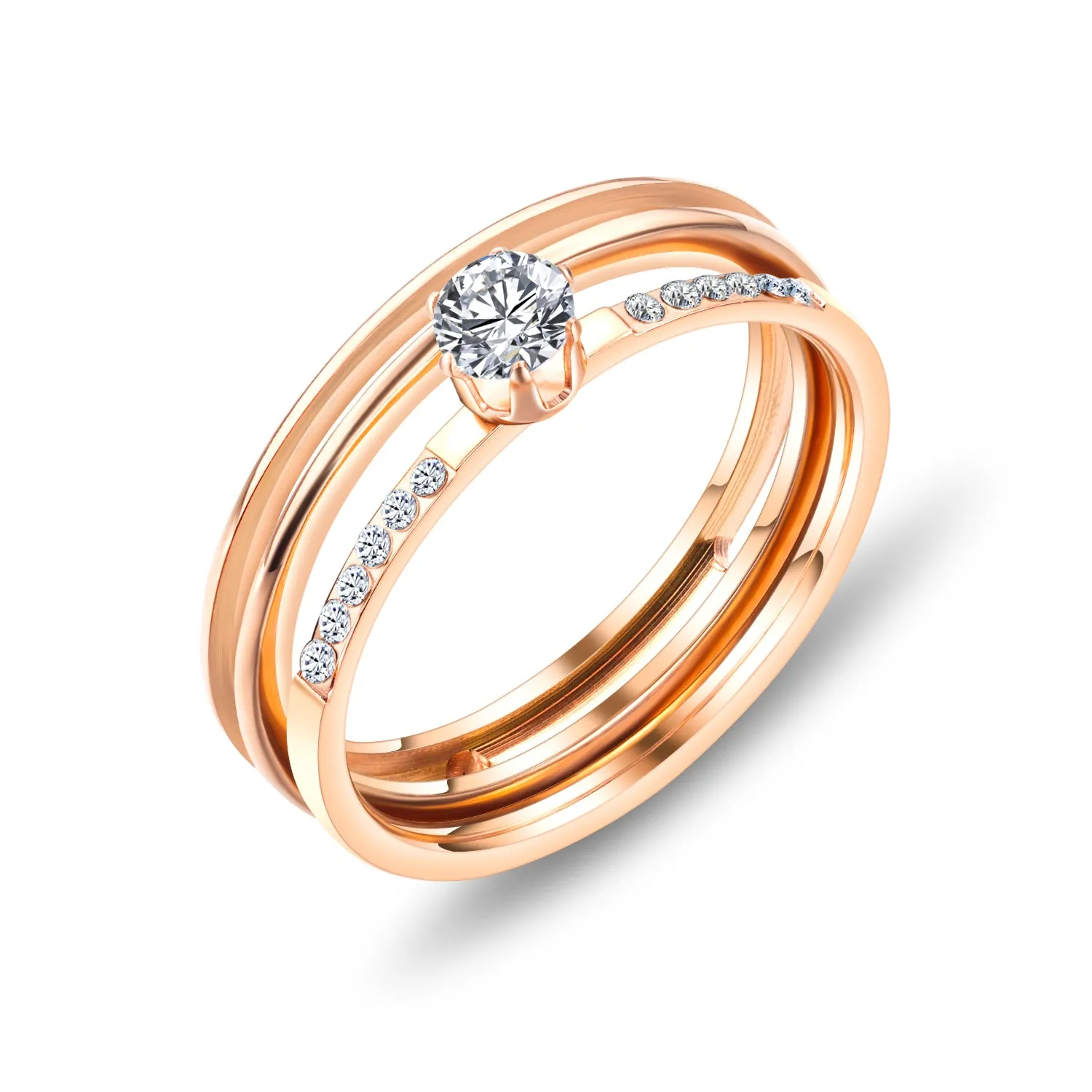 Women's Fashion Rose Gold Bliking Ring