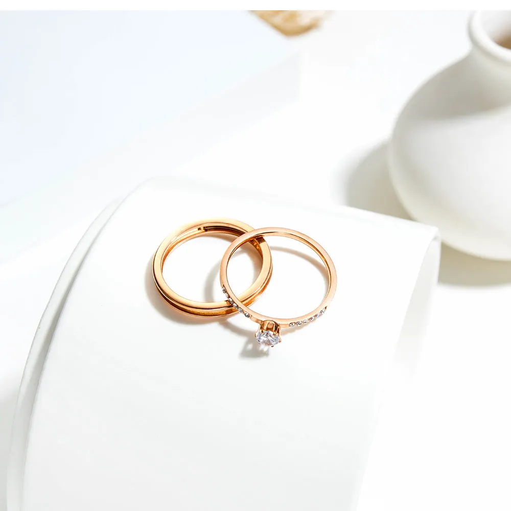 Women's Fashion Rose Gold Bliking Ring